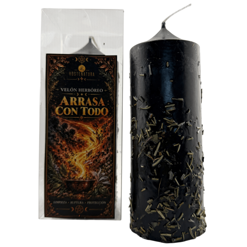 Herbal Candle That Sweeps Away All - Esoteric Candle 17x6cm - Against all magic, sweeps away all negative energies-Herbal Candles with Purpose - Esoteric Candles-HOSTENATURA