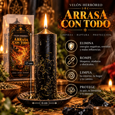 Herbal Candle That Sweeps Away All - Esoteric Candle 17x6cm - Against all magic, sweeps away all negative energies