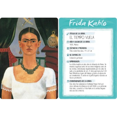 Frida Kahlo – Illustriertes Buch mit 64 Seiten und 40 Informationsblättern zu ihren Werken – Metallkassette
