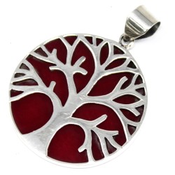 Silver Tree of Life Earring 30mm - Coral Effect