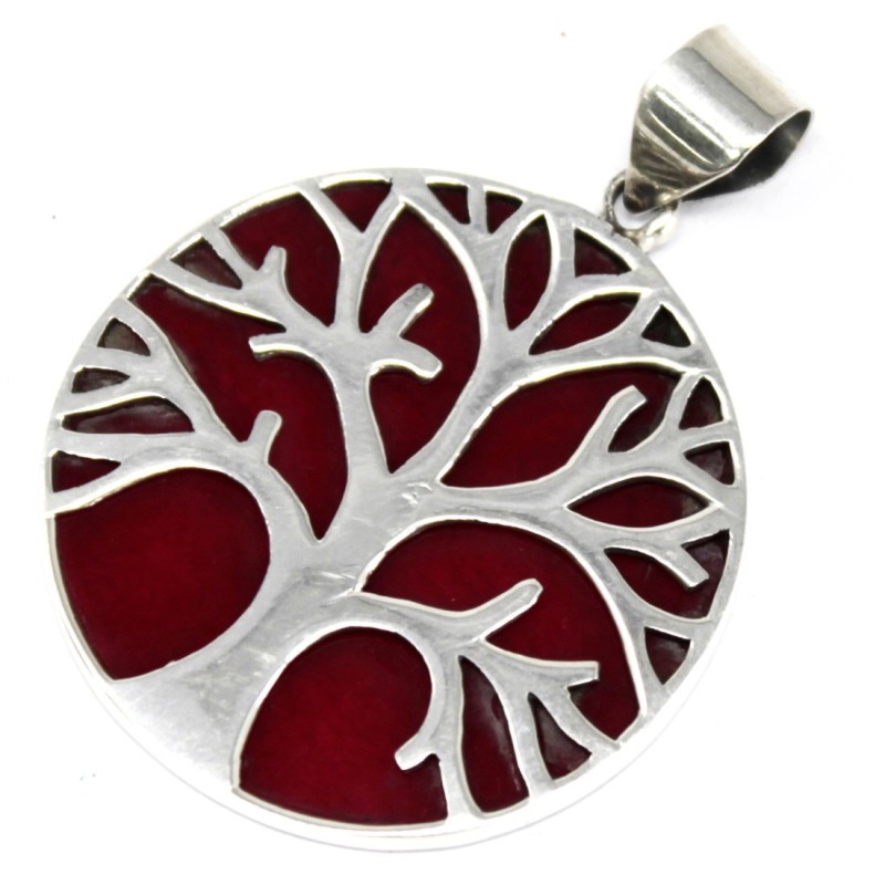 Boucle d’oreille Arbre de Vie Argent 30mm - Effet Corail-BIJOU ARBRE DE VIE EN ARGENT-HOSTENATURA