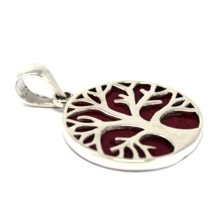 Pendiente de Plata Árbol de la Vida 22mm - Efecto Coral  - 4