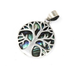 Silver Pendant Tree of Life 22mm - Abalone