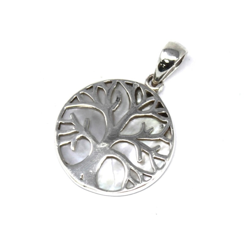 Pendentif Argent Arbre de Vie 22mm - Nacre-BIJOU ARBRE DE VIE EN ARGENT-HOSTENATURA