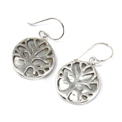 Silver Tree of Life Earrings 15mm - Mother of Pearl