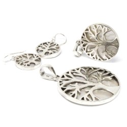 Aretes de Plata Árbol de la Vida 15mm - Madre Perla - 2