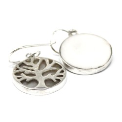 Aretes de Plata Árbol de la Vida 15mm - Madre Perla - 4