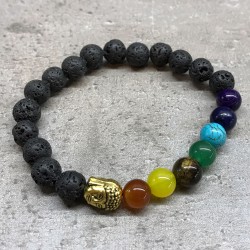 Pulsera de Piedra de Lava - Buda - Chakra - 4