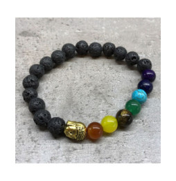 Pulsera de Piedra de Lava - Buda - Chakra - 4