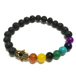 Pulsera de Piedra de Lava - Hamsa - Chakra - 1