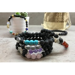 Pulsera de Piedra de Lava - Hamsa - Chakra - 3