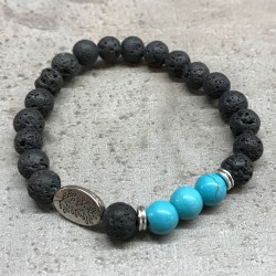 Pulsera de Piedra de Lava - Hoja - Turquesa - 4