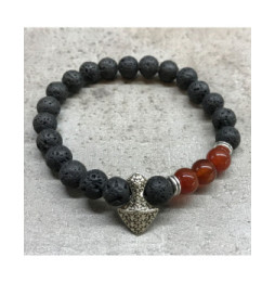 Pulsera de Piedra de Lava - Hacha - Cornalina