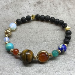 Pulsera de Piedra de Lava - Sistema solar - Oro - 4