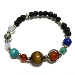 Lava Stone Bracelet - Solar System - Silver