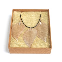 Conjunto de collar y aretes - Hoja de valor - Oro Roso - 1