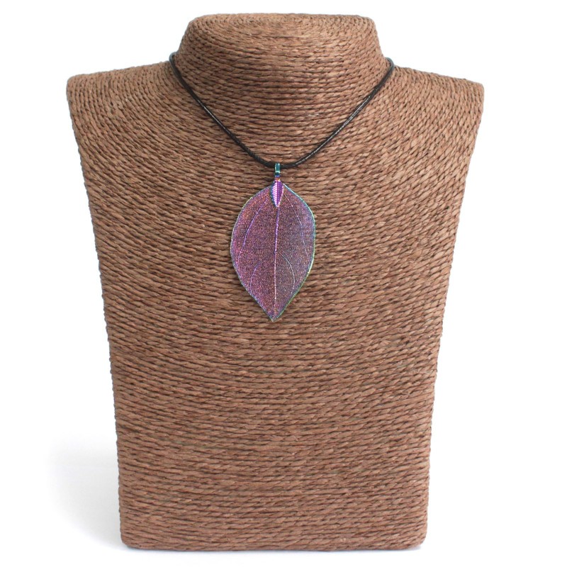 Necklace - Value Sheet - Multicolor-LEAF-SHAPED JEWELS-HOSTENATURA