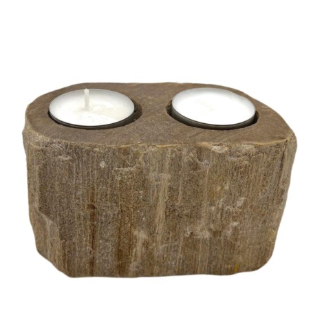 Portavelas de Madera Petrificada - Doble  - 12