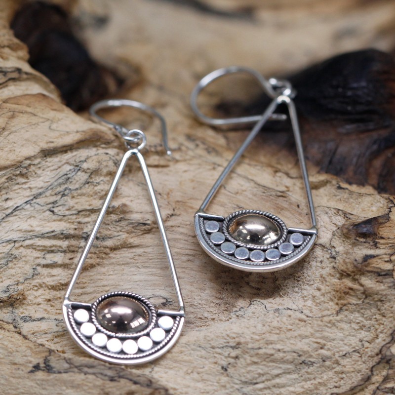 Silver and Gold Earring - Luna Balance-BALI SILVER EARRINGS AND BRACELETS-HOSTENATURA