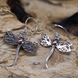 Silver and Gold Earring - Dragonflies