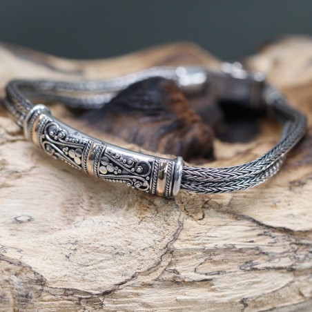 Pulsera de Plata y Oro - Cadena Gemela Unisex  - 1