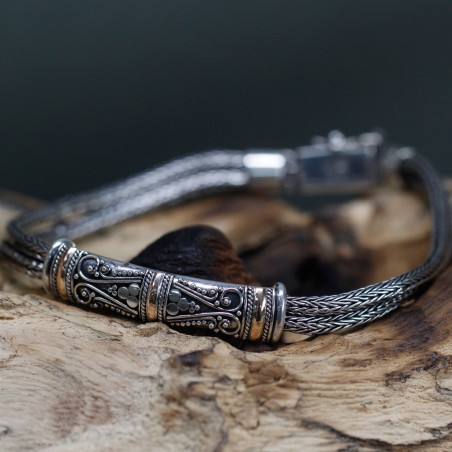 Pulsera de Plata y Oro - Cadena Gemela Unisex  - 2