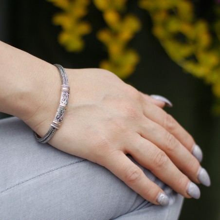 Pulsera de Plata y Oro - Cadena Gemela Unisex  - 4
