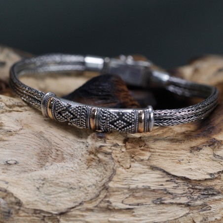 Pulsera de Plata y Oro - Cadena Unisex Única  - 1
