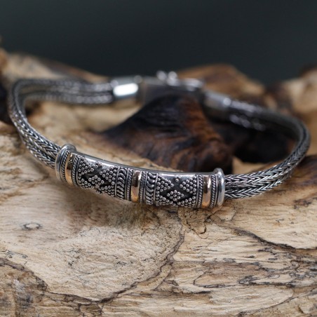 Pulsera de Plata y Oro - Cadena Unisex Única  - 2