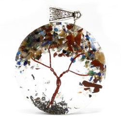 Pendentif Orgonite - Arbre Améthyste Rond