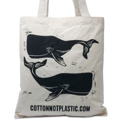 Lrg Natural 6oz Cotton Bag 38x42cm - WHALES - 1