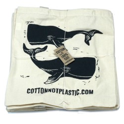 Lrg Natural 6oz Cotton Bag 38x42cm - WHALES - 2