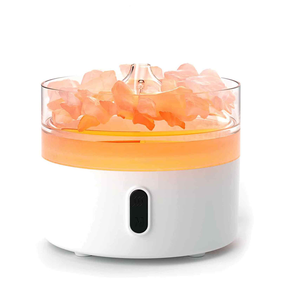 Difusor de Aroma de Sal del Himalaya - Luz Nocturna - USB-C - Efecto Llama (Sal incluida)