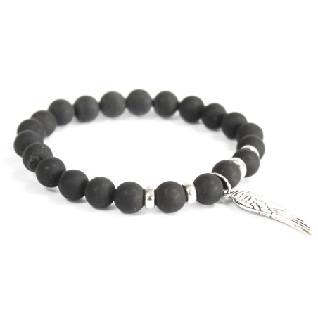 Pulsera Ala Angel Agata Negra  - 1
