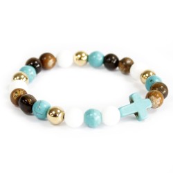 Croix Turquoise Perles Royales - Bracelet