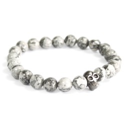 Pulsera Calavera de peltre ágata gris - 1