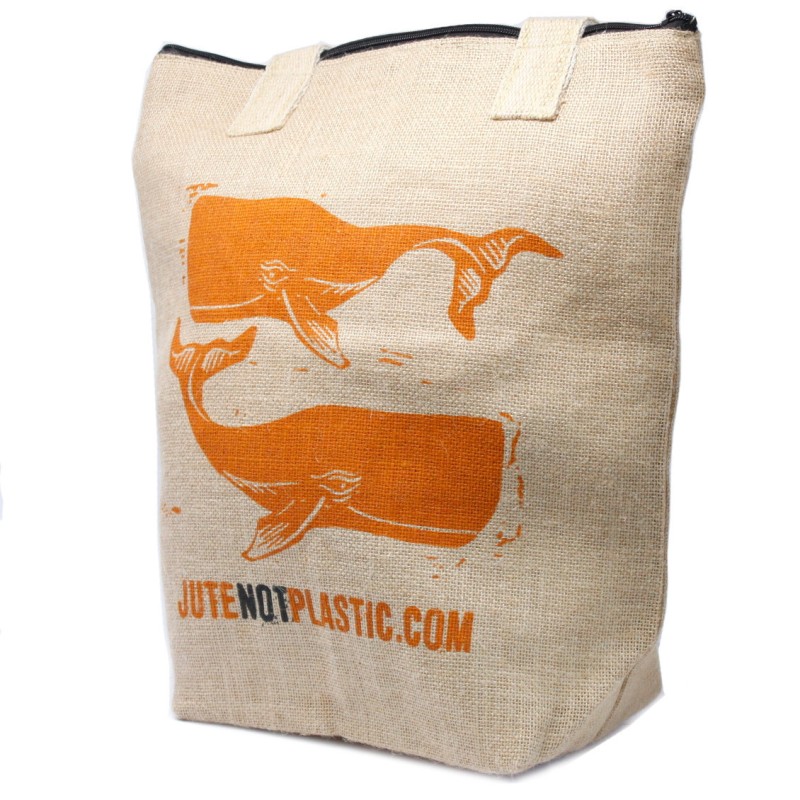 Eco-Friendly Jute Bag - Two Whales (4 Assorted Designs)-ECOLOGICAL JUTE BAGS-HOSTENATURA