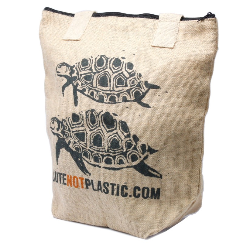 Ecologische jute tas - Twee schildpadden - (4 verschillende designs)-ECOLOGISCHE JUTE ZAKKEN-HOSTENATURA