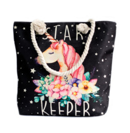 Bolso shopper con asa de cuerda - unicornio - 1