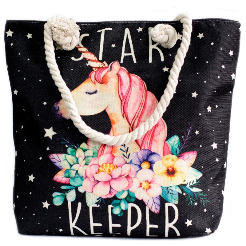 Bolso shopper con asa de corda - unicornio-BOLSAS DE CORDA-HOSTENATURA