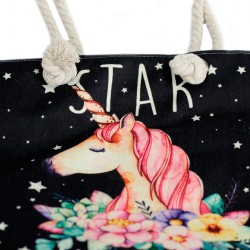 Bolso shopper con asa de cuerda - unicornio - 4