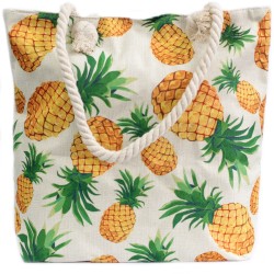 Shopper bag with rope handle - tropical pineapples