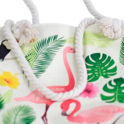 Bolso shopper con asa de cuerda - tropical flamenco - 2