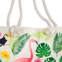 Bolso shopper con asa de cuerda - tropical flamenco - 4