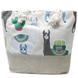 Bolsa shopper com alça de corda - Lhamas