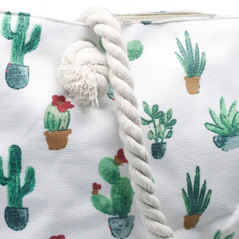 Bolsa shopper com alça de corda - Mini Cactus-SACOS DE CORDA-HOSTENATURA