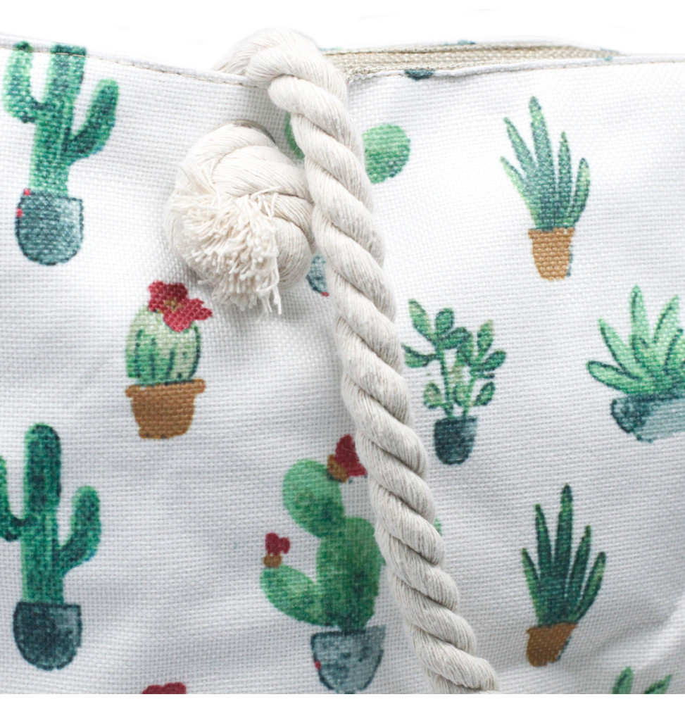 Bolso shopper con asa de cuerda - Mini Cactus