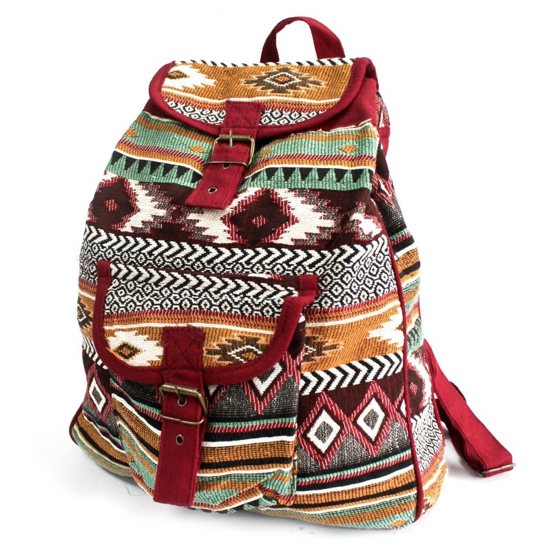 Jacquard Fabric - Chocolate Backpack-CASUAL BAGS NEPAL-HOSTENATURA