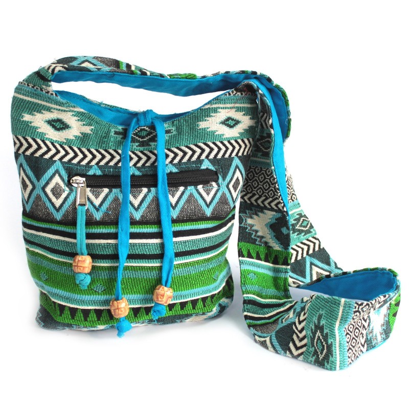 Jacquard Fabric - Small backpack. Teal-CASUAL BAGS NEPAL-HOSTENATURA