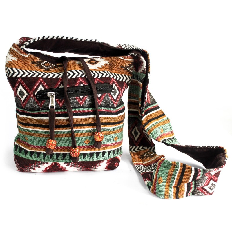 Tecido jacquard - Mochila pequena Chocolate-BOLSOS CASUAL NEPAL-HOSTENATURA